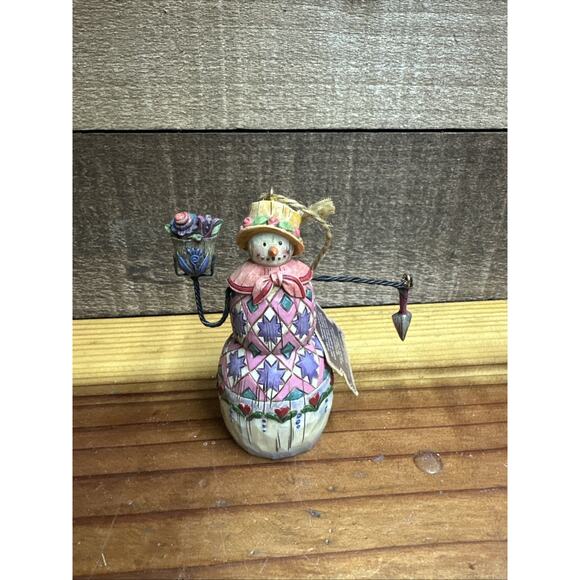 Vintage Jim Shore Christmas Ornament ~Snowman Gardner Enesco 2003 - Picture 1 of 5